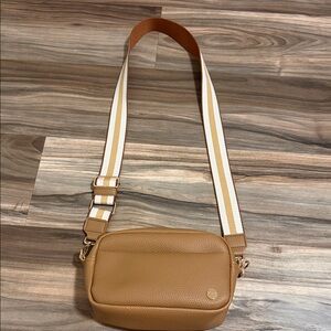 Modern + Chic Willow Convertible Crossbody Bag Camel Pebbled Vegan Leather